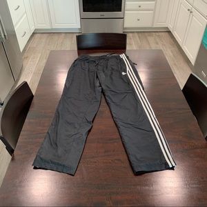 EUC Black Adidas Track Pants with White Stripes Size XL